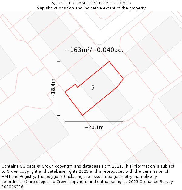 5, JUNIPER CHASE, BEVERLEY, HU17 8GD: Plot and title map
