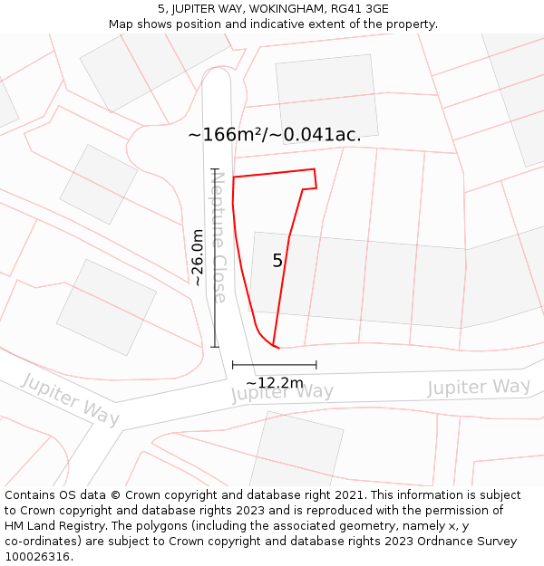 5, JUPITER WAY, WOKINGHAM, RG41 3GE: Plot and title map