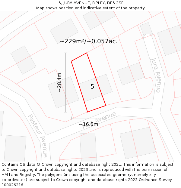 5, JURA AVENUE, RIPLEY, DE5 3SF: Plot and title map