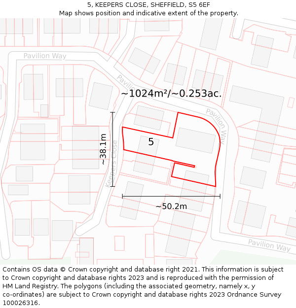 5, KEEPERS CLOSE, SHEFFIELD, S5 6EF: Plot and title map