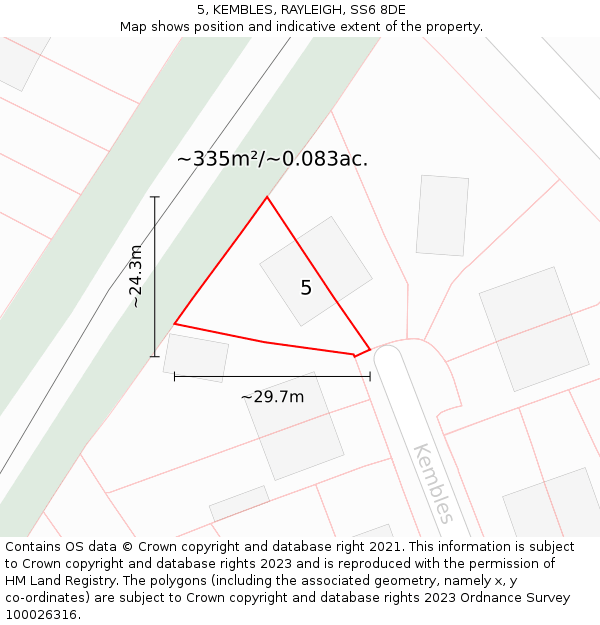 5, KEMBLES, RAYLEIGH, SS6 8DE: Plot and title map