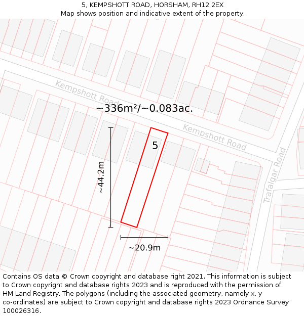 5, KEMPSHOTT ROAD, HORSHAM, RH12 2EX: Plot and title map