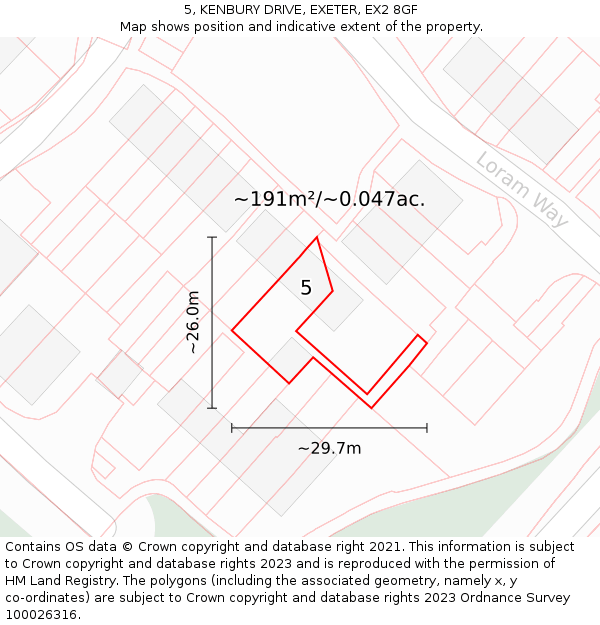 5, KENBURY DRIVE, EXETER, EX2 8GF: Plot and title map