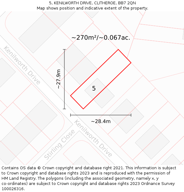 5, KENILWORTH DRIVE, CLITHEROE, BB7 2QN: Plot and title map