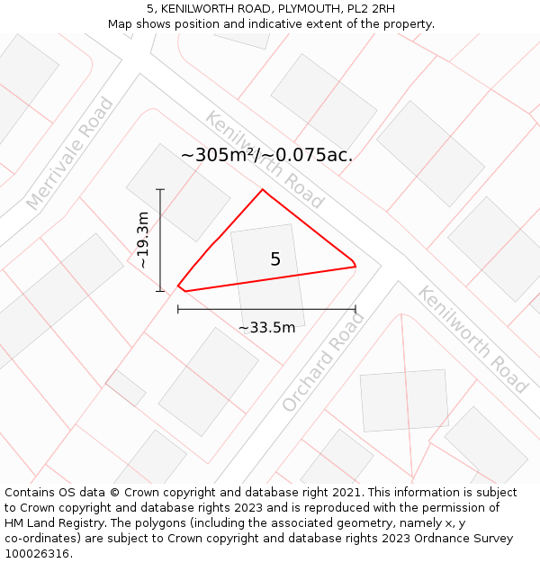 5, KENILWORTH ROAD, PLYMOUTH, PL2 2RH: Plot and title map