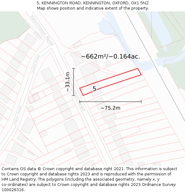 5, KENNINGTON ROAD, KENNINGTON, OXFORD, OX1 5NZ: Plot and title map