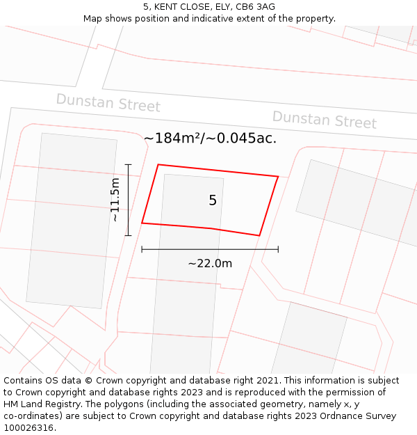 5, KENT CLOSE, ELY, CB6 3AG: Plot and title map