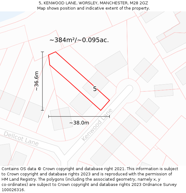 5, KENWOOD LANE, WORSLEY, MANCHESTER, M28 2GZ: Plot and title map