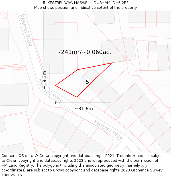 5, KESTREL WAY, HASWELL, DURHAM, DH6 2BF: Plot and title map