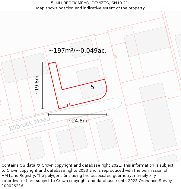 5, KILLBROCK MEAD, DEVIZES, SN10 2FU: Plot and title map