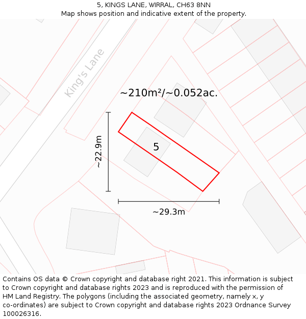 5, KINGS LANE, WIRRAL, CH63 8NN: Plot and title map