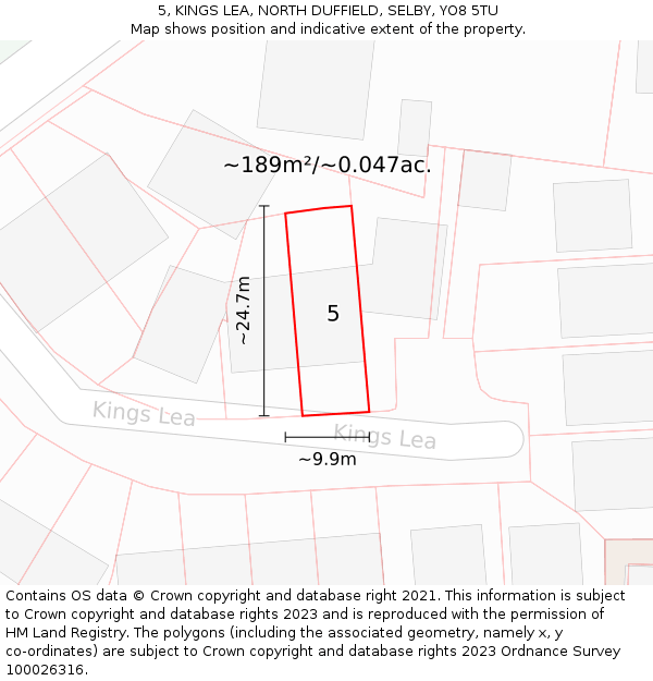 5, KINGS LEA, NORTH DUFFIELD, SELBY, YO8 5TU: Plot and title map