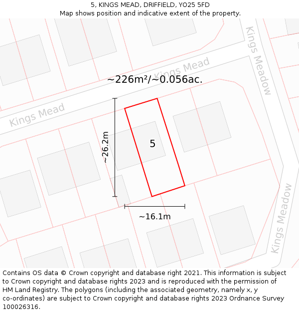 5, KINGS MEAD, DRIFFIELD, YO25 5FD: Plot and title map