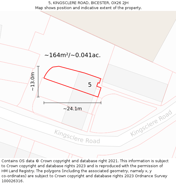 5, KINGSCLERE ROAD, BICESTER, OX26 2JH: Plot and title map