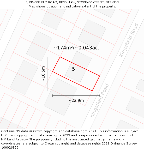 5, KINGSFIELD ROAD, BIDDULPH, STOKE-ON-TRENT, ST8 6DN: Plot and title map
