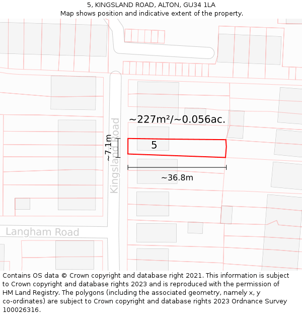 5, KINGSLAND ROAD, ALTON, GU34 1LA: Plot and title map