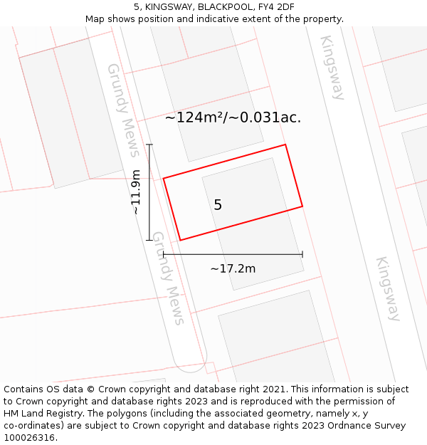 5, KINGSWAY, BLACKPOOL, FY4 2DF: Plot and title map
