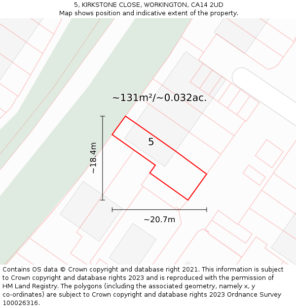 5, KIRKSTONE CLOSE, WORKINGTON, CA14 2UD: Plot and title map