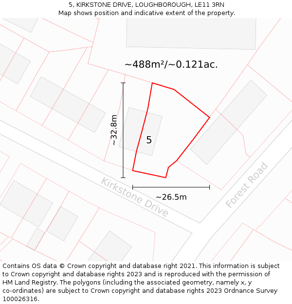 5, KIRKSTONE DRIVE, LOUGHBOROUGH, LE11 3RN: Plot and title map