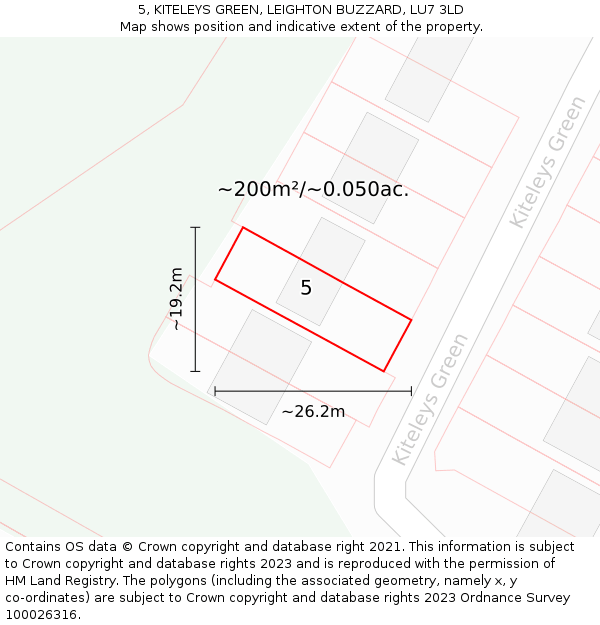 5, KITELEYS GREEN, LEIGHTON BUZZARD, LU7 3LD: Plot and title map