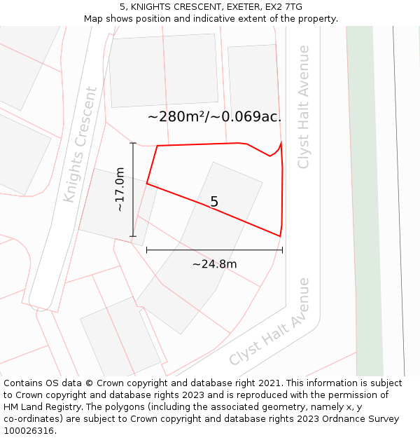 5, KNIGHTS CRESCENT, EXETER, EX2 7TG: Plot and title map