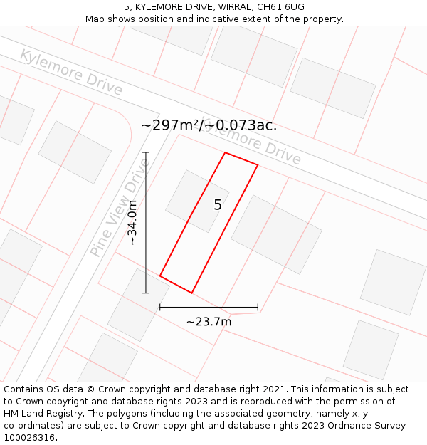 5, KYLEMORE DRIVE, WIRRAL, CH61 6UG: Plot and title map