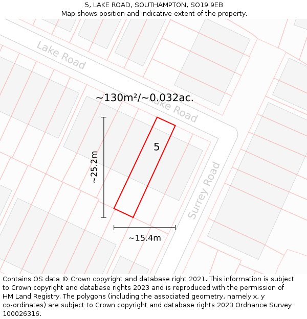 5, LAKE ROAD, SOUTHAMPTON, SO19 9EB: Plot and title map