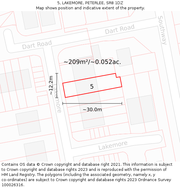 5, LAKEMORE, PETERLEE, SR8 1DZ: Plot and title map