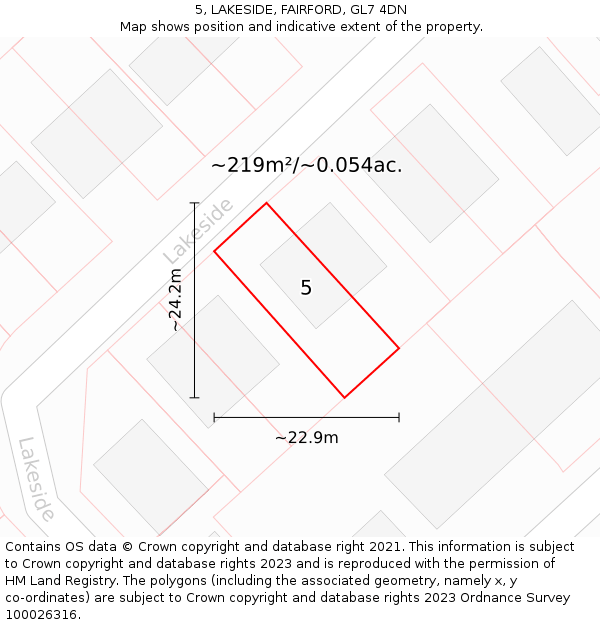 5, LAKESIDE, FAIRFORD, GL7 4DN: Plot and title map