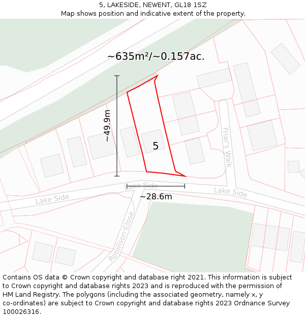 5, LAKESIDE, NEWENT, GL18 1SZ: Plot and title map