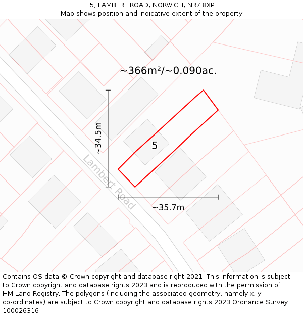 5, LAMBERT ROAD, NORWICH, NR7 8XP: Plot and title map