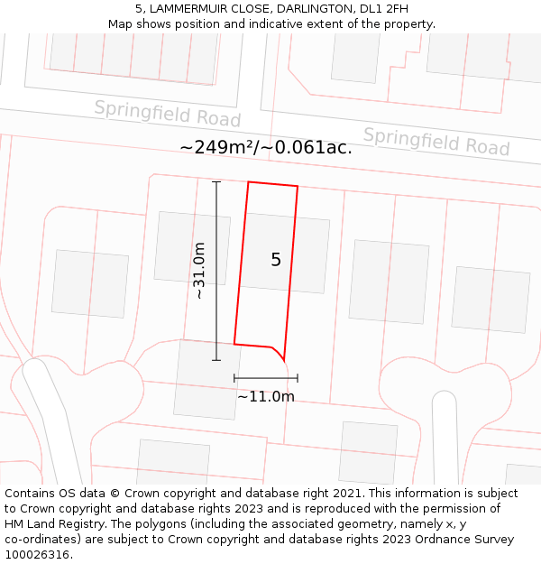5, LAMMERMUIR CLOSE, DARLINGTON, DL1 2FH: Plot and title map