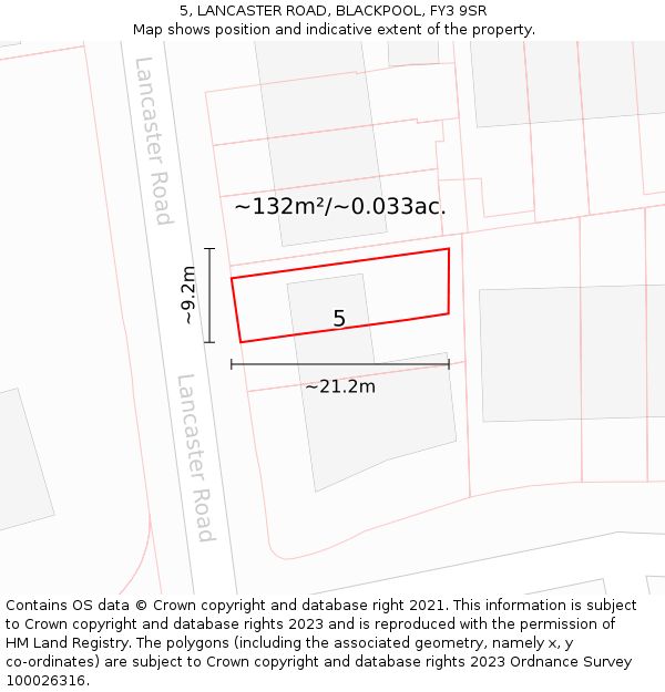 5, LANCASTER ROAD, BLACKPOOL, FY3 9SR: Plot and title map