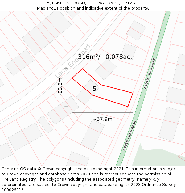 5, LANE END ROAD, HIGH WYCOMBE, HP12 4JF: Plot and title map