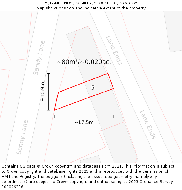 5, LANE ENDS, ROMILEY, STOCKPORT, SK6 4NW: Plot and title map