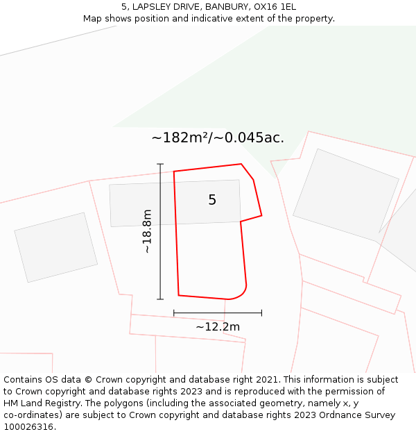 5, LAPSLEY DRIVE, BANBURY, OX16 1EL: Plot and title map