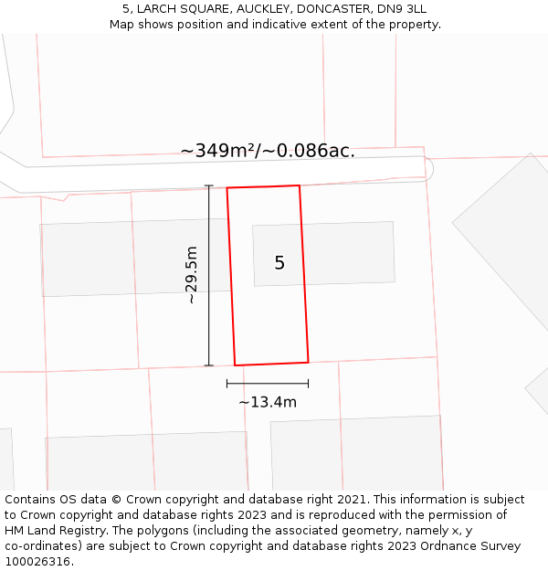 5, LARCH SQUARE, AUCKLEY, DONCASTER, DN9 3LL: Plot and title map