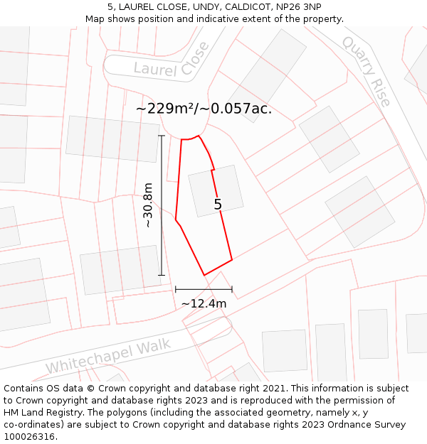 5, LAUREL CLOSE, UNDY, CALDICOT, NP26 3NP: Plot and title map