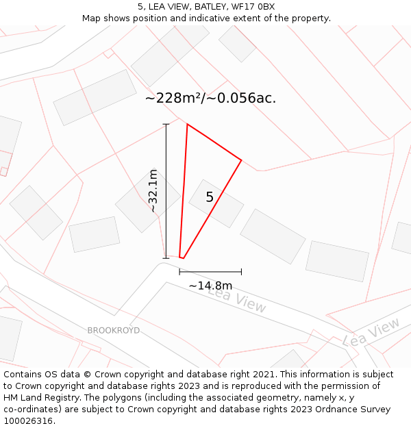 5, LEA VIEW, BATLEY, WF17 0BX: Plot and title map