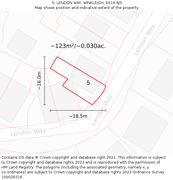 5, LENDON WAY, WINKLEIGH, EX19 8JS: Plot and title map