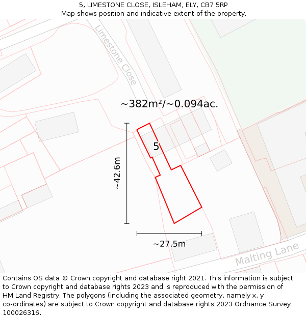 5, LIMESTONE CLOSE, ISLEHAM, ELY, CB7 5RP: Plot and title map