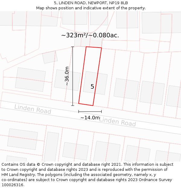 5, LINDEN ROAD, NEWPORT, NP19 8LB: Plot and title map