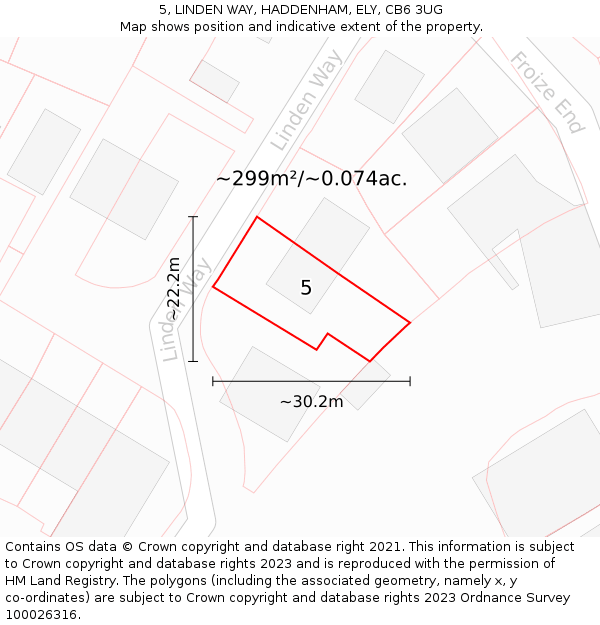 5, LINDEN WAY, HADDENHAM, ELY, CB6 3UG: Plot and title map