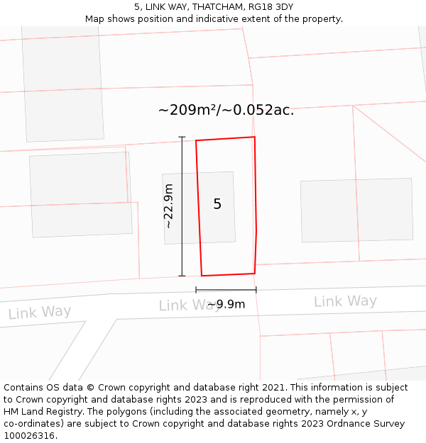 5, LINK WAY, THATCHAM, RG18 3DY: Plot and title map