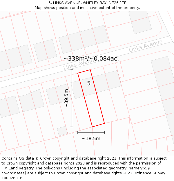 5, LINKS AVENUE, WHITLEY BAY, NE26 1TF: Plot and title map