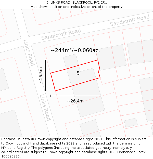 5, LINKS ROAD, BLACKPOOL, FY1 2RU: Plot and title map