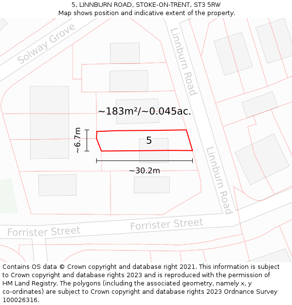 5, LINNBURN ROAD, STOKE-ON-TRENT, ST3 5RW: Plot and title map