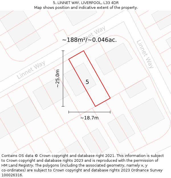 5, LINNET WAY, LIVERPOOL, L33 4DR: Plot and title map