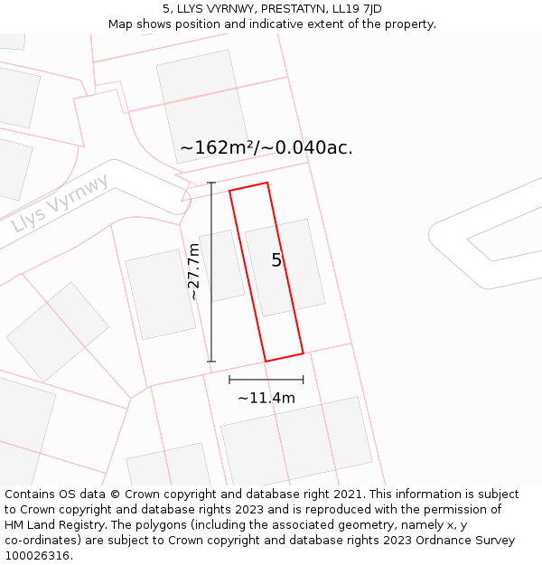 5, LLYS VYRNWY, PRESTATYN, LL19 7JD: Plot and title map