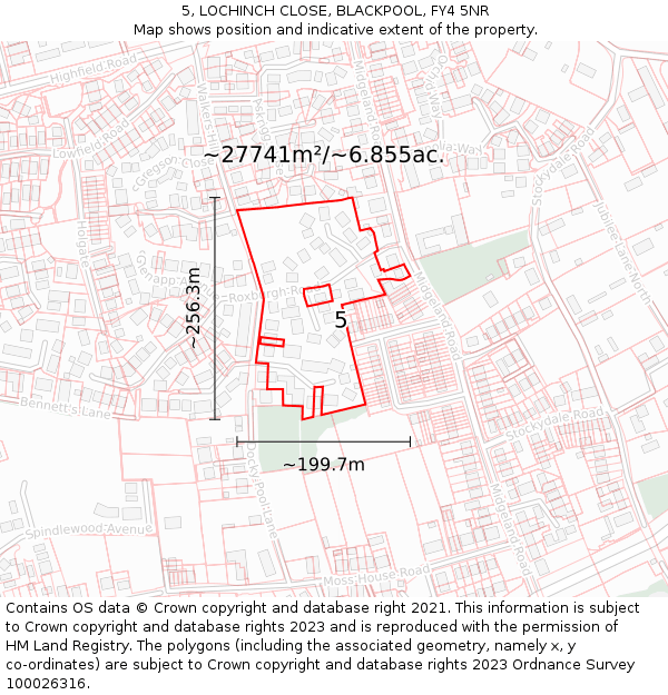 5, LOCHINCH CLOSE, BLACKPOOL, FY4 5NR: Plot and title map